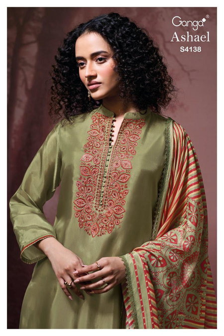 Ashael 4138 By Ganga Bemberg Habutai Designer Salwar Suits Wholesale Price In Surat